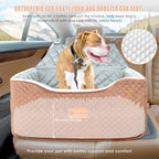 Memory Foam Booster Dog Car Seat Medium Dogs, Elevated Pet Car Seat Under 45 LBS, Detachable Washable, Anti-Slip Dog Booster Seat for Car Back Seat Only, Travel Dog Car Bed, Dog Seat Belt