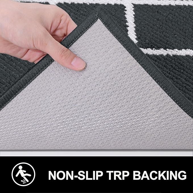 Finchitty Indoor Door Mat, Dirt Resistant and Absorbent, Low-Profile, Non-Slip, Washable Inside Floor Mats for Front Door, Back, and Entrance, 40" x 32", Charcoal