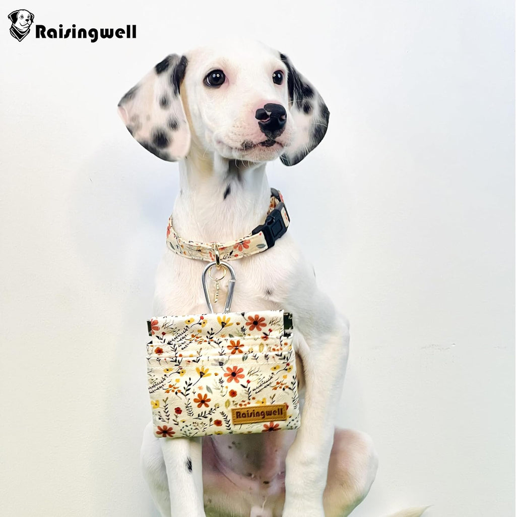 Dog Treat Pouch, Small Cotton Pocket Sized Training Holder, Hand Free Walking Funny Bag with Carabiner, Self-Closing Pet Feed Snack Reward, Behavior Aids for Puppy Travel or Outdoor Use