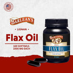 Barlean's Omega 3 6 9 Lignan Flaxseed Oil Supplements, Cold-Pressed Flax Seed Supplement Softgels with 1550 mg ALA Fatty Acids, 100 Count
