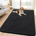 Smiry Dog Door Mat for Muddy Paws 71x46, Absorbs Moisture and Dirt Doormat, Non-Slip Washable Quick Dry Chenille Front Door Mat Indoor Entrance, Entryway Carpet for Inside Floor, Black