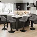 Yaheetech Bar Stools Set of 4, PU Leather Swivel Counter Height Barstools, Adjustable Bar Chairs with Backrest and Footrest, Kitchen Island Stool for Home Kitchen, Grey