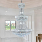 31 - Light Large Empire Crystal Chandelier for High Ceiling Foyer Entryway Staircase Living Room Dining Room Chrome Finish