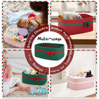 OIAHOMY Christmas Basket with Gift Bags and Ribbons, Woven Storage Basket for Decorations, Nursery, Pets - Green