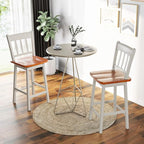 COSTWAY Bar Stools Set of 2, 24.5 Inch Rubber Wood Bar Chairs with 360°Swiveling, Footrest, Swivel Counter Height Barstools Ideal for Kitchen Island, Counter, Pub or Bar (2, White)