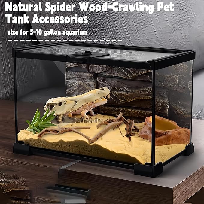Hamiledyi 6PCS Aquarium Driftwood 6-8in Natural Spider Wood Branches Reptiles Aquarium Fish Tank Decoration Assorted