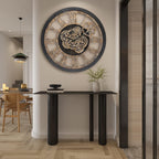 HOIBAI Large Wall Clock, 24 Inch Wall Clocks for Living Room Decor Farmhouse Vintage Rustic Kitchen Wall Decor Vintage Roman Big Oversized Wall Clock for Home Bedroom House Office, Moving Gears Clock