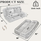 Foldable Lazy Sofa Bed, Double Human Dog Bed for Adults, Beige | Skin-friendly Breathable Soft Chenille Upholstered, 5 Adjustable Backrest Positions, 3 Soft Cushions for Living Room