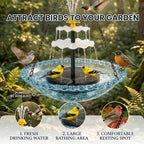 Solar Cascade Hanging Bird Bath Fountain, Solar Fountain Pump with 8 Nozzles, Hanging Bird Bath with Water for Outdoors Garden Patio Backyard Lawn Decor (Gray)