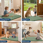 Smiry Dog Door Mat for Muddy Paws 24x16, Absorbs Moisture and Dirt Doormat, Non-Slip Washable Quick Dry Chenille Front Door Mat Indoor Entrance, Entryway Carpet for Inside Floor, Olive Green