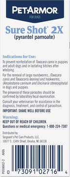 PetArmor Sure Shot Liquid De-Wormer for Dogs and Puppies, Liquid De-Wormer Treats Roundworms & Hookworms in Dogs and Puppies 2 Weeks and Older, For Dogs Under 120 lbs, 2 ounces