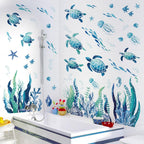 decalmile Under The Sea Seaweed Wall Decals Sea Turtle Ocean Grass Jellyfish Wall Stickers Baby Nursery Bedroom Bathroom Wall Decor