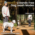 HOWGO 8-in-1 Multifunctional Hands Free Dog Training Leash with Padded Handle, 8.5 FT Nylon Adjustable Length, Lightweight Aviation Aluminum, Crossbody Waist Leash for Puppy Medium Large Dogs (Red)