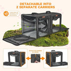 PETUX 2-in-1 Double Cat Carrier for Multiple Cats - Large Cat Travel Carrier with Litter Box, Play Tunnels, and Hammock - Portable Pet Carriers for Long Car Trips ＆ Vet Visit (34"x17"x17", Black)