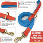 Dog Collar and Leash Set with Metal Quick Release Buckle, Adjustable, Breathable Nylon, Durable, Soft and Comfortable, No Pull for Walking and Training, Blue, L (14.9"-22.8")