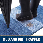Smiry Dog Door Mat for Muddy Paws, Absorbs Moisture and Dirt, Low-Profile Entryway Mat with Non-Slip Backing, Entry Indoor Outdoor Doormat for Inside Floor (40x32 Inches, Navy Blue, Striped)