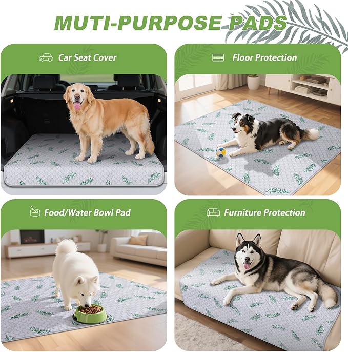WanpeeGoo Washable Pee Pads for Dogs, 4Pack Reusable Puppy Pads, Super Absorbent & Leakproof Dog Pads, Anti-Slip Dog Pee Pads for Puppy Training & Incontinence, Leaf Pattern 18"x24"