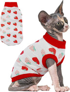 PUMYPOREITY Sphynx Cat Clothes, Stretchy Sweater, Soft Shirt, Pullover Pajamas, Turtleneck for Sphynx, Cornish Rex, Devon Rex, Red, XS
