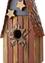 Glitzhome Bird House for Outdoors, 12.5 Inch Wooden Bird House Patriotic USA Distressed Hanging Birdhouses for Bluebird Cedar Wren Chickadee Sparrow Bird Nest Box for Garden Patio