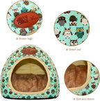 BWOGUE Guinea Pig Bed Warm Cave Beds Hamster House Large Hide-Out for Rabbit Guinea Pigs Bearded Dragon Rats Winter Warm Cage Nest,Green