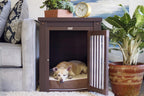 New Age Pet ECOFLEX Dog Crate End Table - Furniture-Style Pet Crate for Crate Trained Dogs - Stainless Steel Tubing & a Latched Closure - 10 Year Manufacturer's Warranty, Medium, Brown