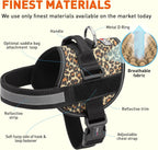 Dogline Dog Harness, Reflective No-Pull Adjustable Vest with Handle for Walking, Training, Breathable, No - Choke Harness for Small, Medium or Large Dogs Room for Patches Leopard Brown L 27"-34"