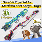 Heavy Duty Dog Rope Toys for Aggressive Chewers, Tough Tug of War Dog Toys for Large, Medium & Small Dogs – 5 Pack Including 2 Ropes & 3 Supplies
