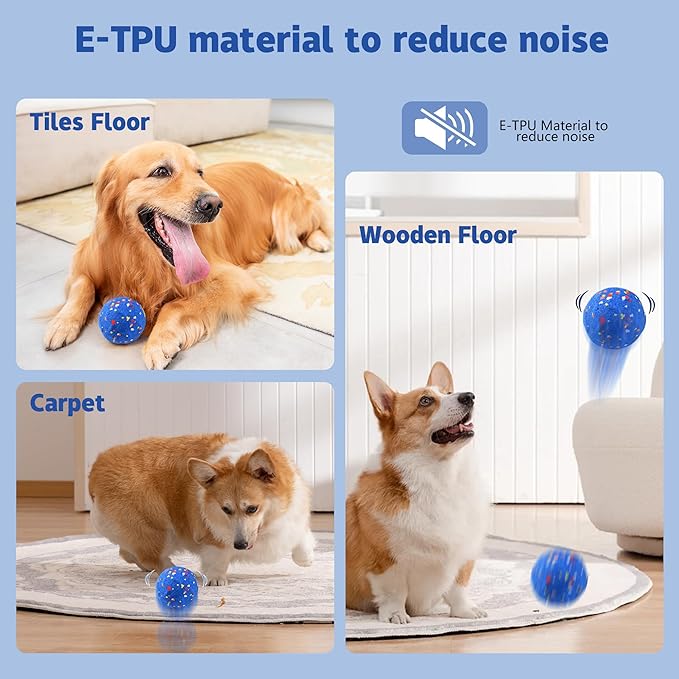 Interactive Dog Ball - Large E-TPU Automatic Vibrating Toy for Medium/Large Dogs, Motion-Activated Active Rolling Balls, Indoor/Outdoor Chew Proof Toy to Relieve Boredom & Anxiety(White,Large)