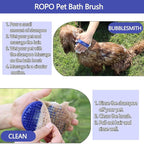Dog bath brush, ROPO rubber massage dog shampoo brush, used for pet grooming, removing shedding fur, combing tangles and dead fur, suitable for pet dogs and cats (blue)
