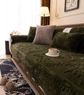Green Fuzzy Rabbit Plush Sofa Cover Cozy Warm Sofa Couch Covers with 3D Jacquard Leaf Pattern Non-Slip Easy-to-Install Shaggy Sofa Slipcover Prefect for Kids Dogs Cats Cats(Green,36"x110")