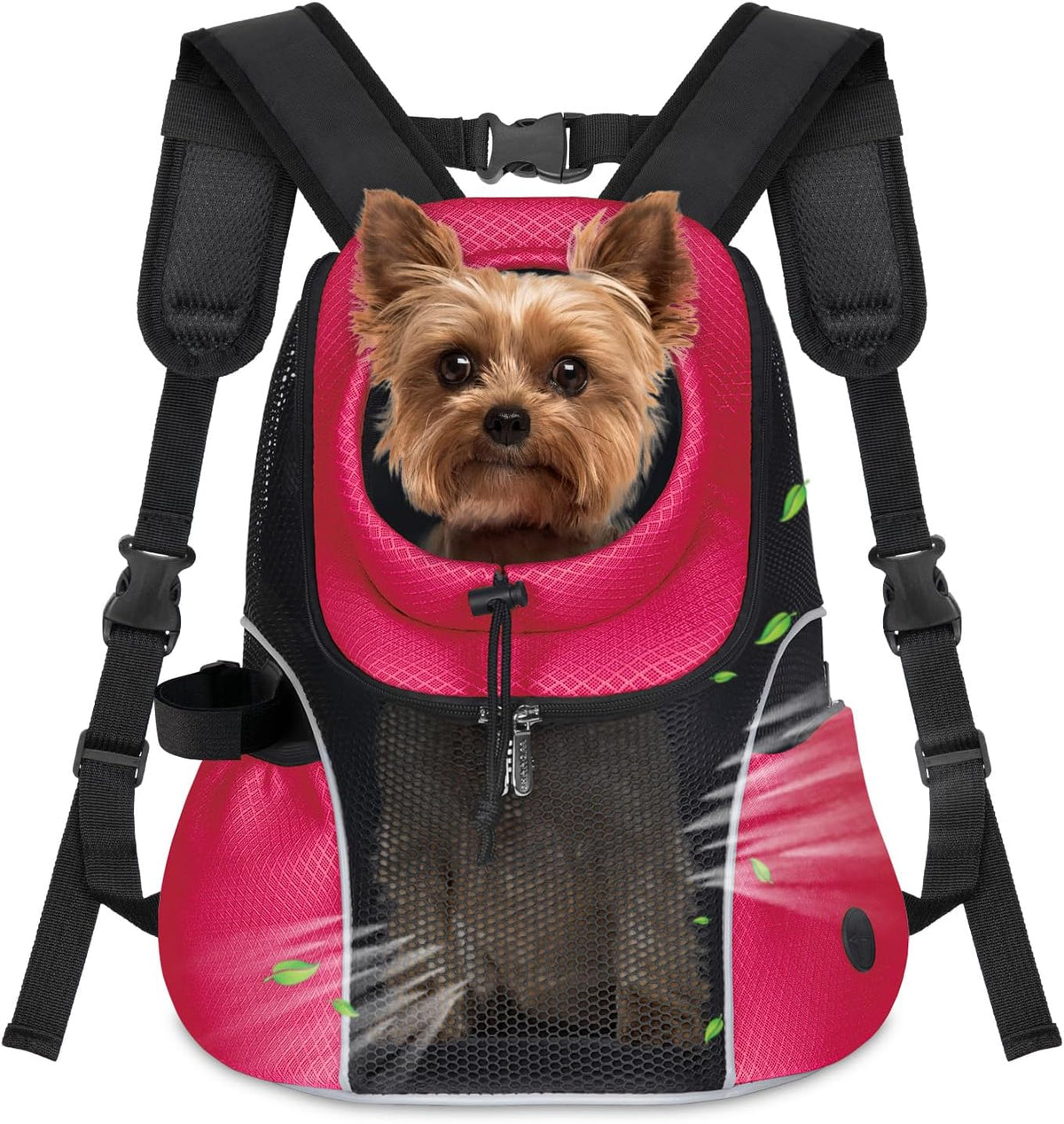 WOYYHO Pet Dog Carrier Backpack Small Dog Front Backpack Ventilated Mesh Dog Travel Back Pack with Safety Belt for Travel Hiking Cycling Outdoor Use (M (5-9 lbs), Rethink Pink)