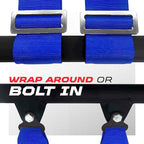 1pc 50 Cal Blue 4 Point Harness 2" straps, Racing Harness Seat Belt | Ultra Kush padding, Push Button quick release hardware. Universal Fit for UTV, RZR, race car