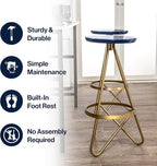 JONATHAN Y BSL1000A Spiroa 30" Modern Industrial Metal Backless Circular Bar Stool for Home, Kitchen, Dining Room, Workspaces, Cafes and Resturants, Navy Seat with Gold Frame