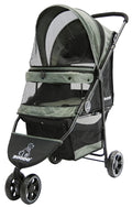 ROODO 3 Wheel Dog Pet Cat Stroller Best Lightweight Foldable Compact Portable Jogger All Terrain Travel Pet Gear Puppy Kitty Stroller for up to 30lbs Medium Small Dogs and Cats(Cationic ash)