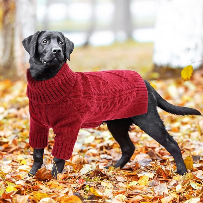 ASENKU Knitted Dog Sweater, Pullover Big Thermal Dog Winter Sweater, Turtleneck Doggy Sweaters for Large Medium Dogs Boy Girl,Warm Pet Sweatshirt for German Shepherd,Great Dane,5XL