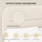 HOMBCK King Size Bed Frame, Upholstered Boucle Bed Frame King with Headboard, Soft Cloud Bed Frames with Thickened Footboard, Rounded Corners, No Box Spring Required, Easy Assembly, Cream
