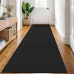 KOZYFLY Runners for Hallways 3x8 ft Washable Kitchen Runner Non Slip Rubber Backed Hall Runners Cotton Entryway Runner Rugs Floor Carpet for Indoor Backdoor Bedroom Kitchen, Black/Dark Grey