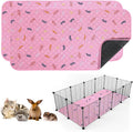 Sunheir 2 Pack Washable Guinea Pig Pee Pads, 24" x 48" Waterproof Reusable Guinea Pig Cage Liners, Absorbent Bedding Training Mat for Small Animal Guinea Pigs Rabbit Bunny Hamster - Pink