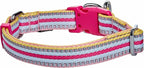 Blueberry Pet Safety Dog Collar with Dual D-Rings | 3M Reflective Multi-Colored Adjustable Collar in Pink and Pastel Blue | Soft Nylon Dog Collar for Active Large Dogs