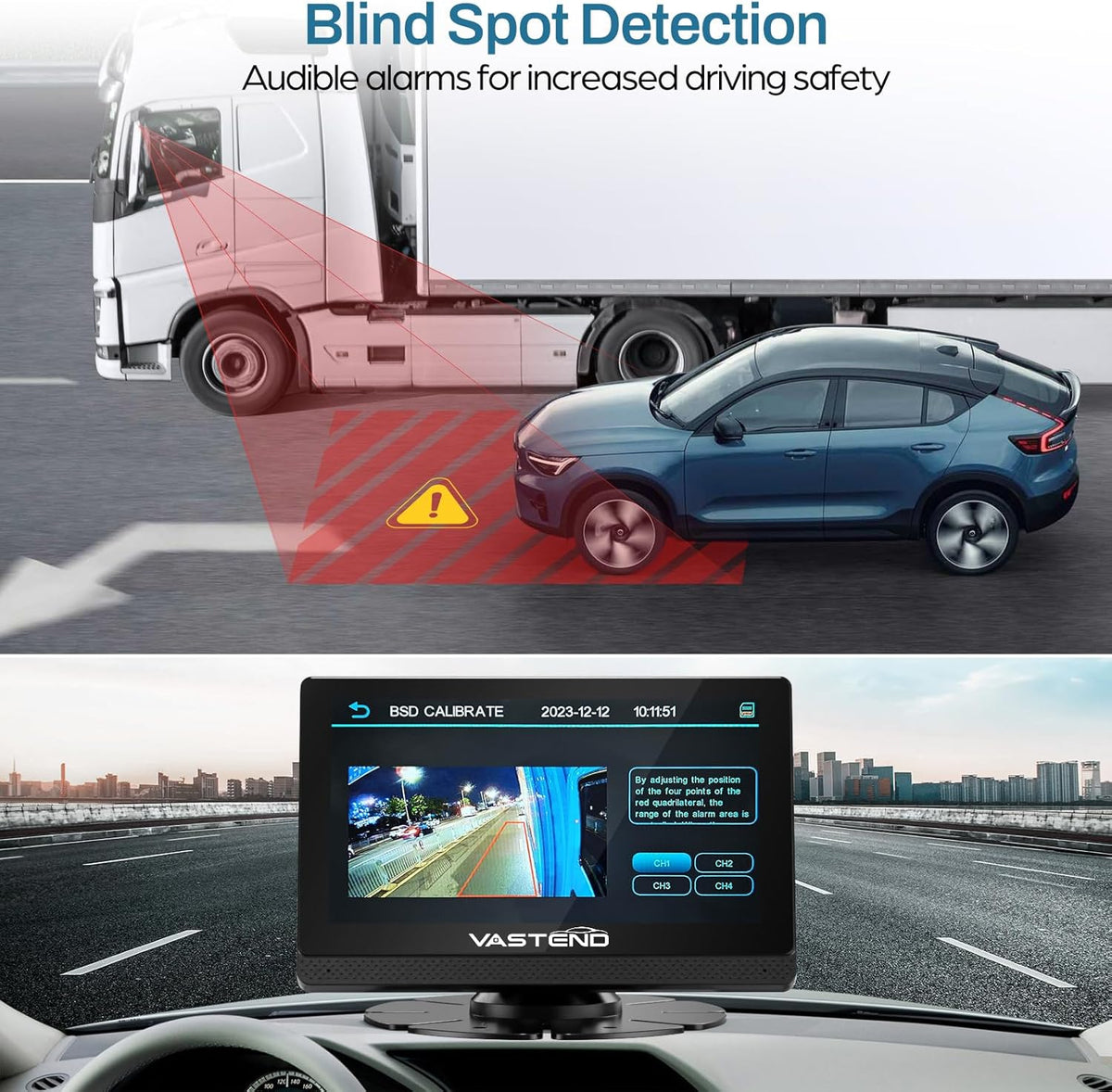 1080P Backup Camera for Truck, 7" IPS Touchscreen Monitor Front and Rear View Dual Cameras, IP69 Waterproof, IR Night Vision for Truck, Trailer, Camper, Included 32GB Card