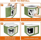 Loyareal Cat Houses for Indoor Cats - Large Cat Bed Cave with Scratch Pad and Fluffy Ball, Foldable Cat Condo Hideaway with Reversible Cushion for Multi Small Pet, Green
