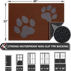 FONEYI Indoor Door Mat, 32"x40" Dog Mats for Muddy Paws, Rubber Backing Non Slip Super Absorbent Washable Entryway Rug, Low-Profile Front Back Door Mats, Inside Floor Doormats for Entryway, Brown