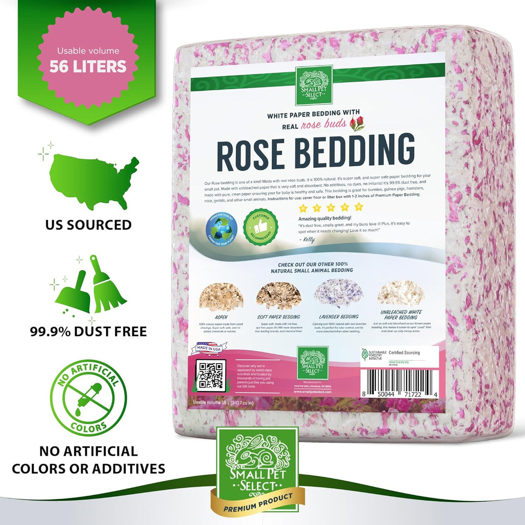 Small Pet Select - Natural Paper Bedding with Real Rose Petals. Rabbits, Guinea Pigs, and Other Small Animals, 56L