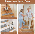 OJIA Stair Treads Non-Slip Landing Rug 31"x31" Matching Mat for Wooden Steps, Square Capet Stair Treads Rubber Backing Stair Runner Anti-Slip Stair Landing Mat