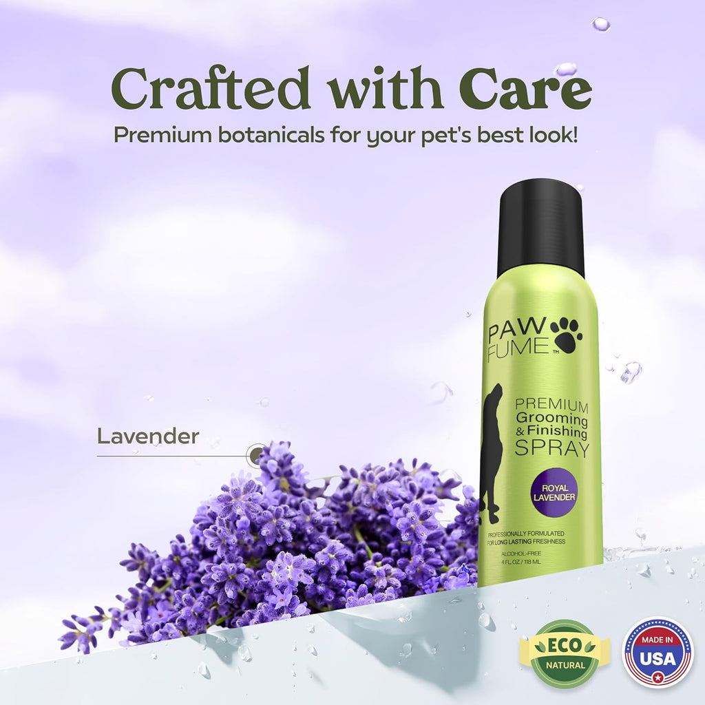 PAWFUME Dog Detangler Grooming Spray, Royal Lavender, 1-Pack – Keeps Pups Fresh All Day – Hypoallergenic, Alcohol-Free, Detangling & Moisturizing – Salon-Quality Dog Necessities for Coat & Fur Care