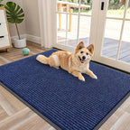 OLANLY Front Door Mat Indoor Outdoor Entrance, Waterproof Heavy Duty Doormat, Fade Resistant, Low Profile, Easy Clean Patio Porch Welcome Floor Mats for Entry, 47x34, Blue