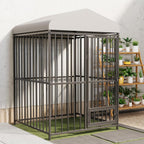 4x4x6 FT Outdoor Dog Kennel,Heavy-Duty Enclosures Outside with UV-Resistant Waterproof Roof Cover and Lock,for Medium and Large Dogs,Easy Assembly