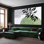 TAIJXAGSG Canvas Art Wall Decor Boho Green Wall Art For Living Room Modern Century Canvas Prints Paintings Pictures Botanical Bohemain Wall Art For Hotel Home Wall Artwork 24x48 Inch