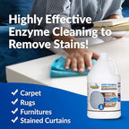 Sheiner's Pet Urine Enzyme Cleaner & Pet Stain & Odor Remover, Advanced Enzymatic Cleaner Solution for Carpets, Rugs, Upholstery & Multi-Surfaces, Safe for Pets & Kids. (128 oz)