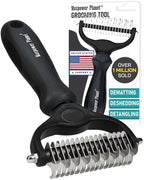 Maxpower Planet Hair Brush - Double Sided Shedding, Dematting Undercoat Rake for Dogs and Cats, Extra Wide Dog Grooming Brush, Reduce Shedding by 95%, Black